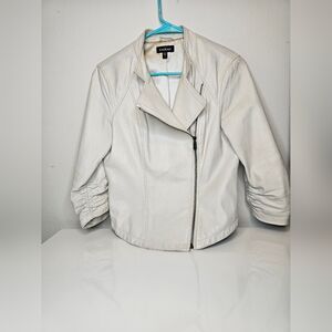 Bebe Women's Cream Leather Jacket